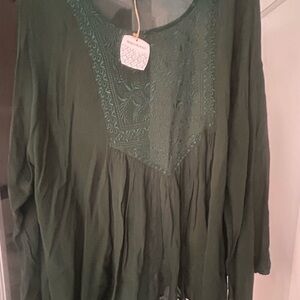 Cost Plus World Market Forest Blouse with Embroidery